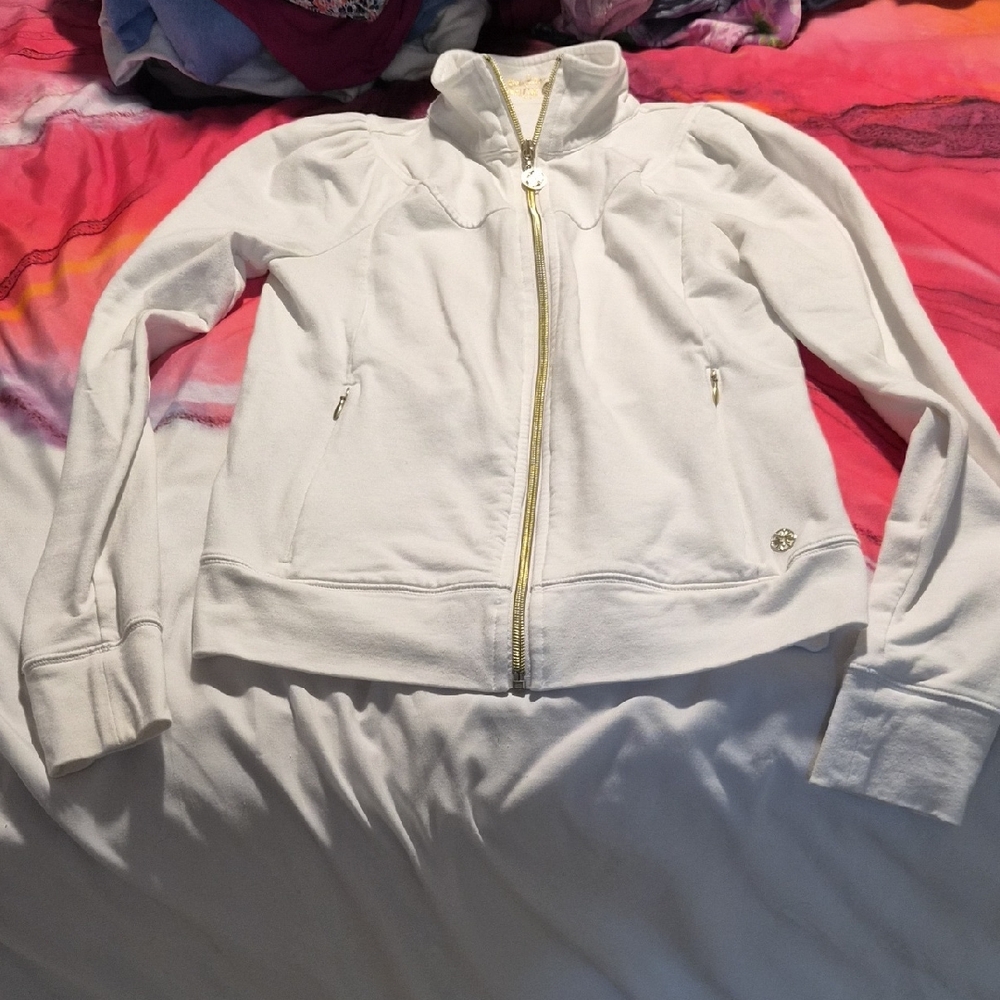 Lilly Pulitzer White Jacket with Gold Zipper